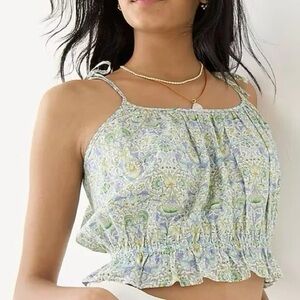 J. Crew Liberty of London Floral Ruffle Waist Cami Tank Top Size Medium NWT